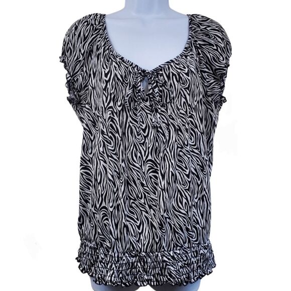 Zebra-print elastic hemline blouse by Speechless / Women's Large - Picture 1 of 7
